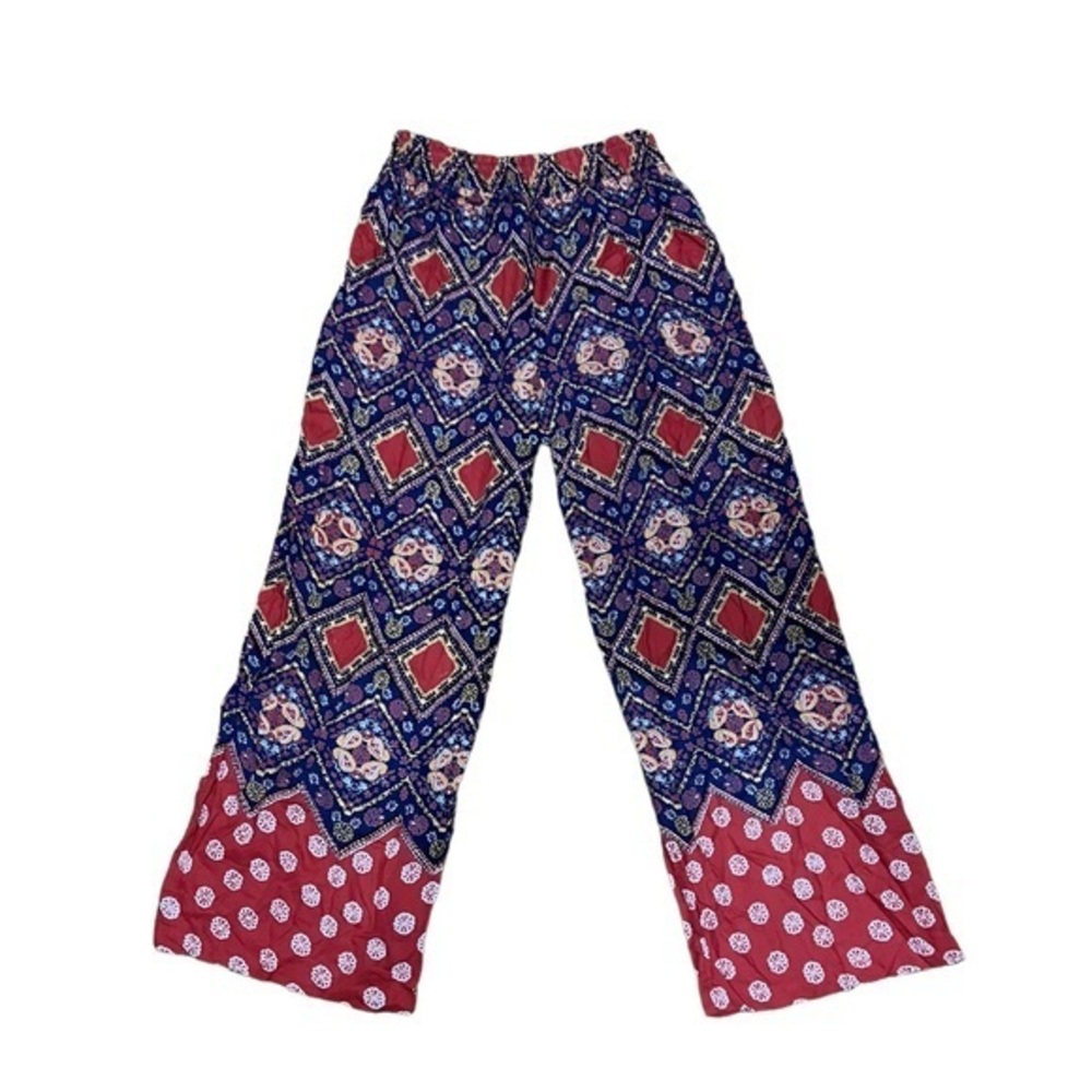 Angie Women's Paisley Print Palazzo‎ Pants Blue Multicolor Size Large NEW/NWT